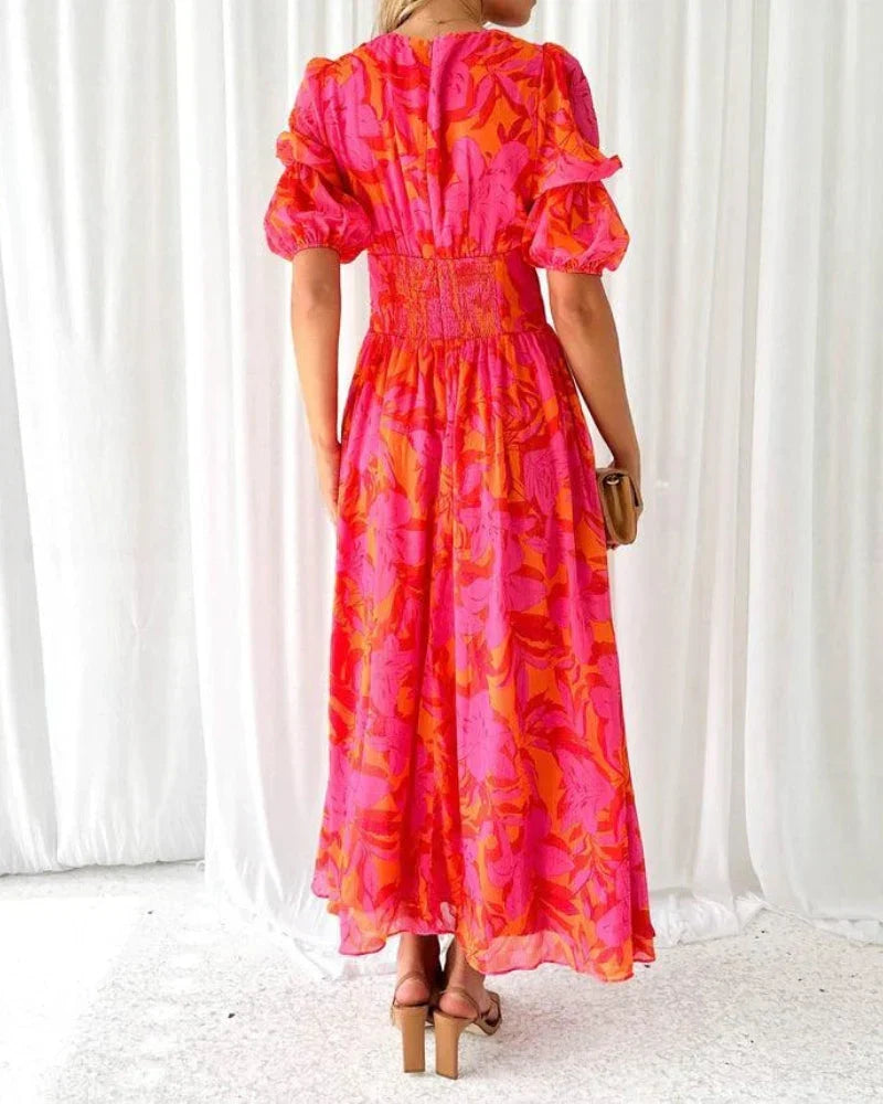 Noralynn™ | Blumen V-Ausschnitt Maxi Kleid