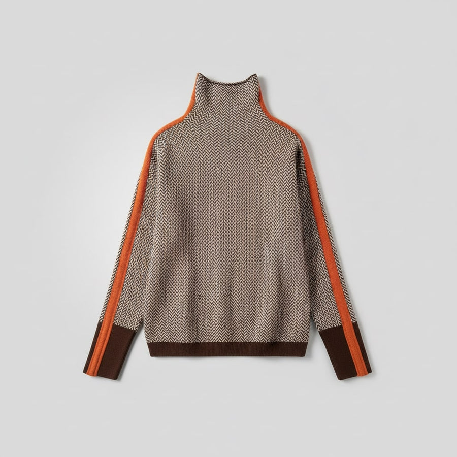 Elara | Rollkragenpullover mit kontrastierenden Streifen