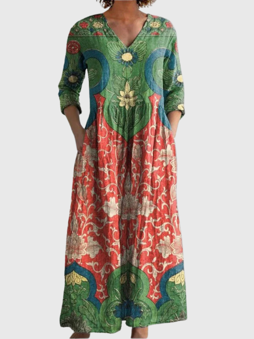 Elyressa | Vintage Blumen Maxi Kleid