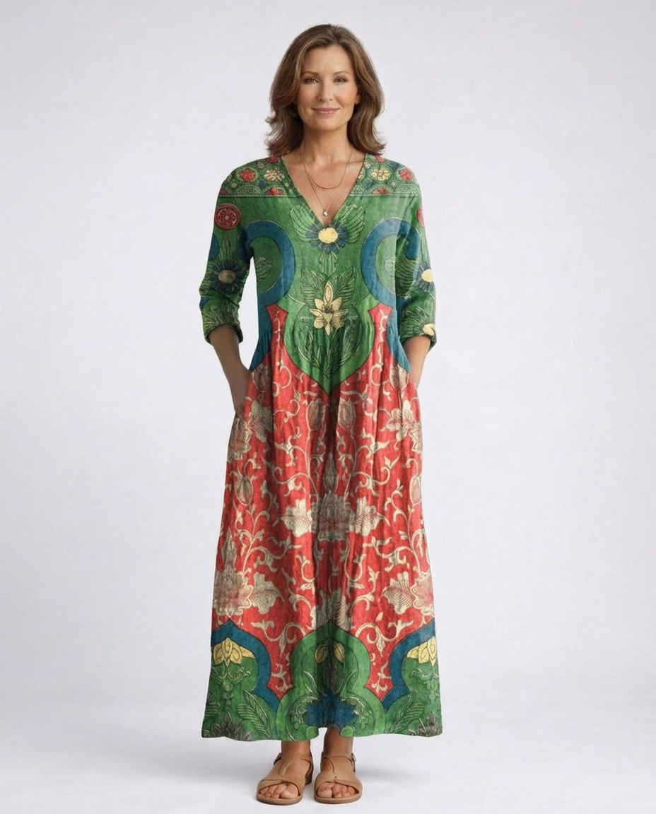 Elyressa | Vintage Blumen Maxi Kleid